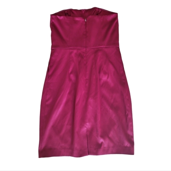 Express Ruby Red Matte Satin Strapless Dress Size 4 - Picture 2 of 3